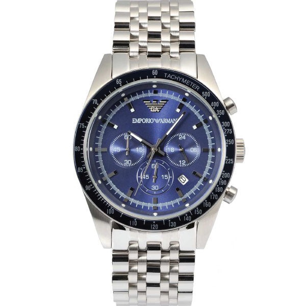 Emporio Armani | Men’s Chronograph Quartz Stainless Steel Blue Dial 46mm Watch AR 6072 - twentyfour