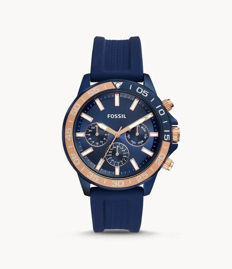 Fossil Men’s Quartz Blue Silicone Strap Blue Dial 45mm BQ2498 - twentyfour