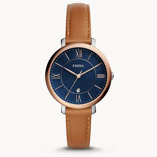 Fossil Women’s Quartz Brown Leather Strap Blue Dial 36mm Watch ES4274 - twentyfour