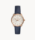 Fossil Women’s Quartz Blue Leather Strap Silver Dial 35mm ES4394 - twentyfour
