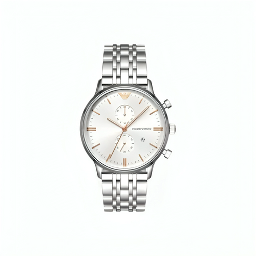 Emporio Armani Men’s Chronograph Quartz Stainless Steel Silver Dial 43mm Watch AR1933 - twentyfour
