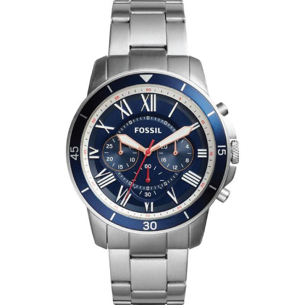 Fossil Men’s Chronograph Quartz Silver Stainless Steel Blue Dial 44mm FS5238 - twentyfour