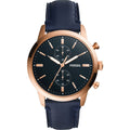 Fossil Men’s Chronograph Quartz Blue Leather Strap Blue Dial 44mm FS5436 - twentyfour