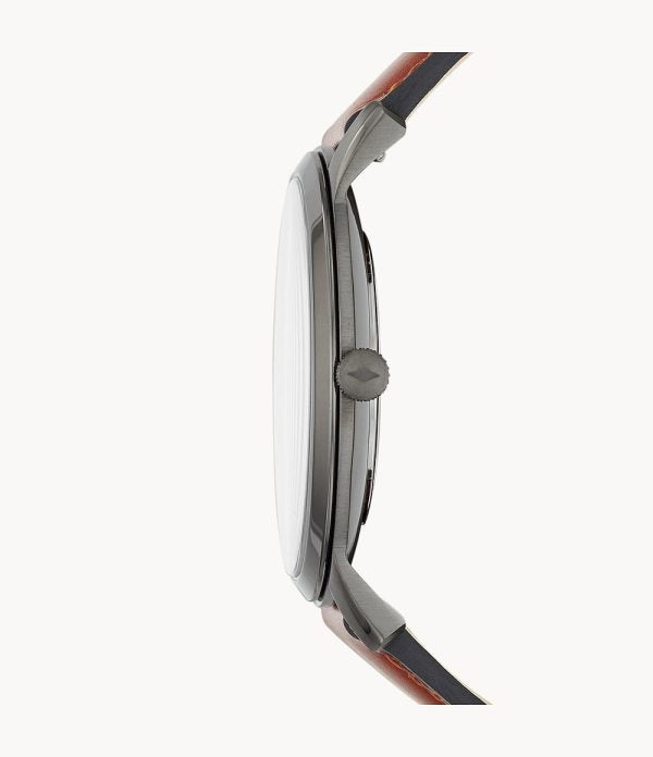Fossil Men’s Quartz Leather Strap Grey Dial 42mm FS5479 - twentyfour