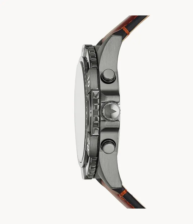 Fossil Men’s Chronograph Quartz Brown Leather Strap Grey Dial 44mm FS5770 - twentyfour
