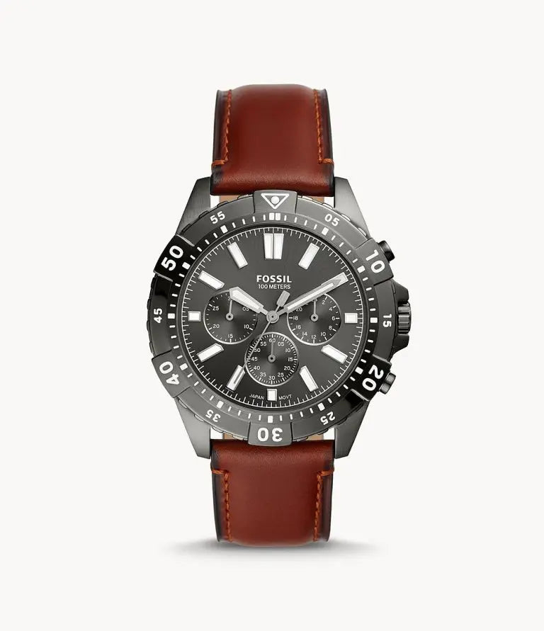 Fossil Men’s Chronograph Quartz Brown Leather Strap Grey Dial 44mm FS5770 - twentyfour