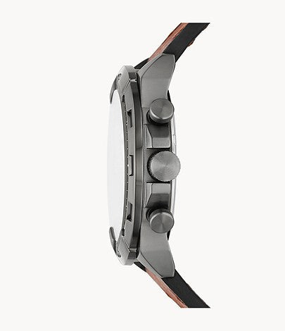 Fossil Men’s Quartz Brown Leather Strap Silver Dial 44mm Watch FS5809 - twentyfour