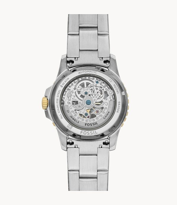 Fossil Men’s Automatic Two-tone Stainless Steel Blue Dial 42mm ME3191 - twentyfour
