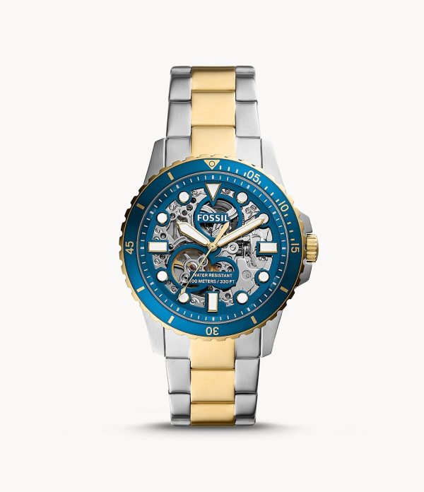 Fossil Men’s Automatic Two-tone Stainless Steel Blue Dial 42mm ME3191 - twentyfour