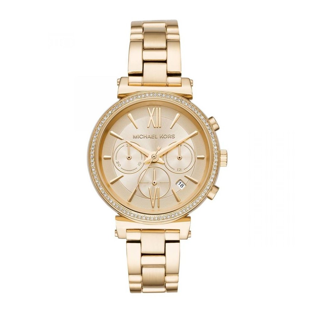 Michael Kors Women’s | Quartz Chronograph Stainless Steel | Gold Dial 39mm Watch MK 6559 - twentyfour