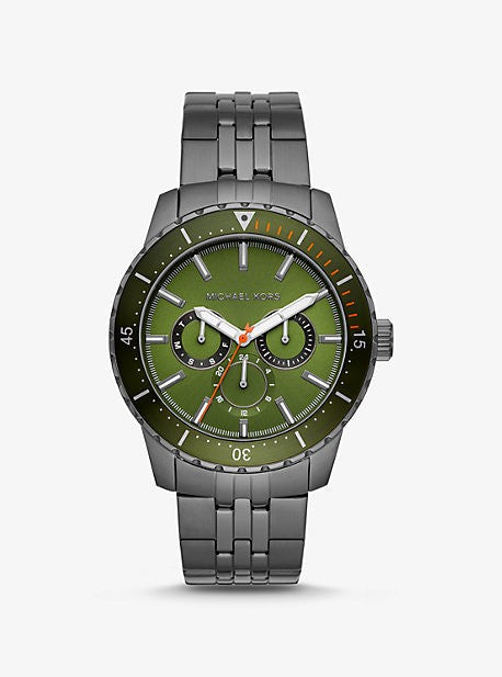 Michael Kors Men’s Chronograph Stainless Steel Green Dial 44mm Watch MK7158 - twentyfour