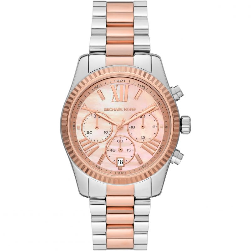 Michael Kors Women’s Quartz Two-tone Stainless Steel Rose Gold Mother Of pearl Dial 38mm Watch MK7219 - twentyfour