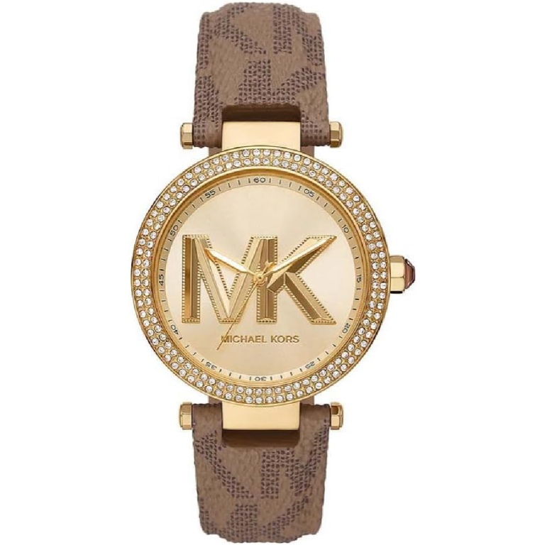 Michael Kors Women’s | Brown PVC Strap Gold Dial 39mm MK2973 - twentyfour