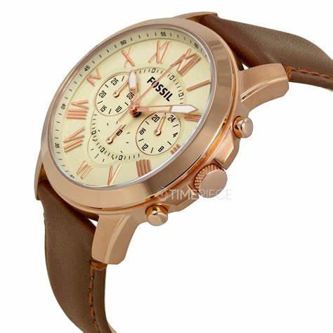 Fossil Men’s Chronograph Quartz Brown Leather Strap White Dial 44mm FS4991 - twentyfour