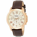 Fossil Men’s Chronograph Quartz Brown Leather Strap White Dial 44mm FS4991 - twentyfour