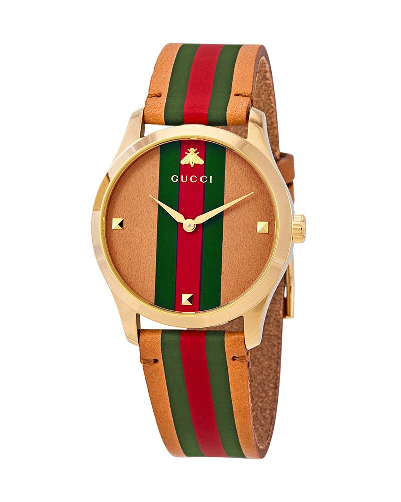 Gucci Unisex Swiss Made Quartz Leather Strap Multi Dial 38mm Watch YA1264077