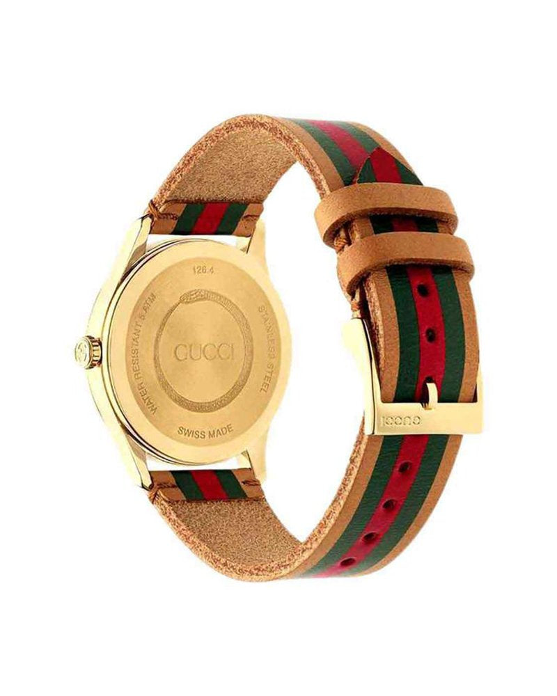 Gucci Unisex Swiss Made Quartz Leather Strap Multi Dial 38mm Watch YA1264077