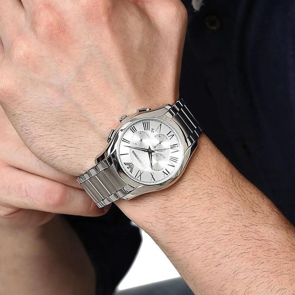 Emporio Armani Men’s Quartz Analog Stainless Steel Silver Dial 45mm AR 11081 - twentyfour