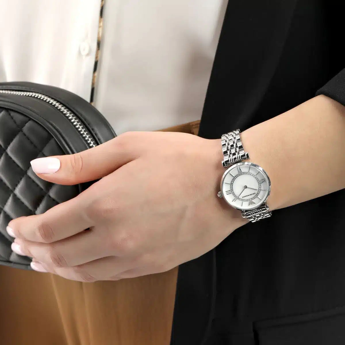 Emporio Armani Women’s Quartz Stainless Steel Mother of pearl Dial 32mm AR1908 - twentyfour