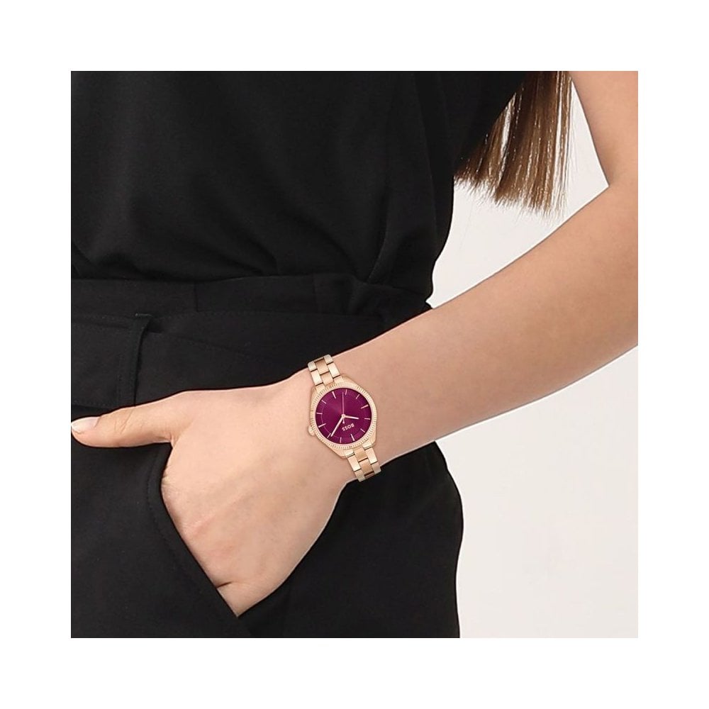 Hugo Boss Women’s Quartz Rose Gold Stainless Steel Sage Red Dial 32mm 1502728 - twentyfour