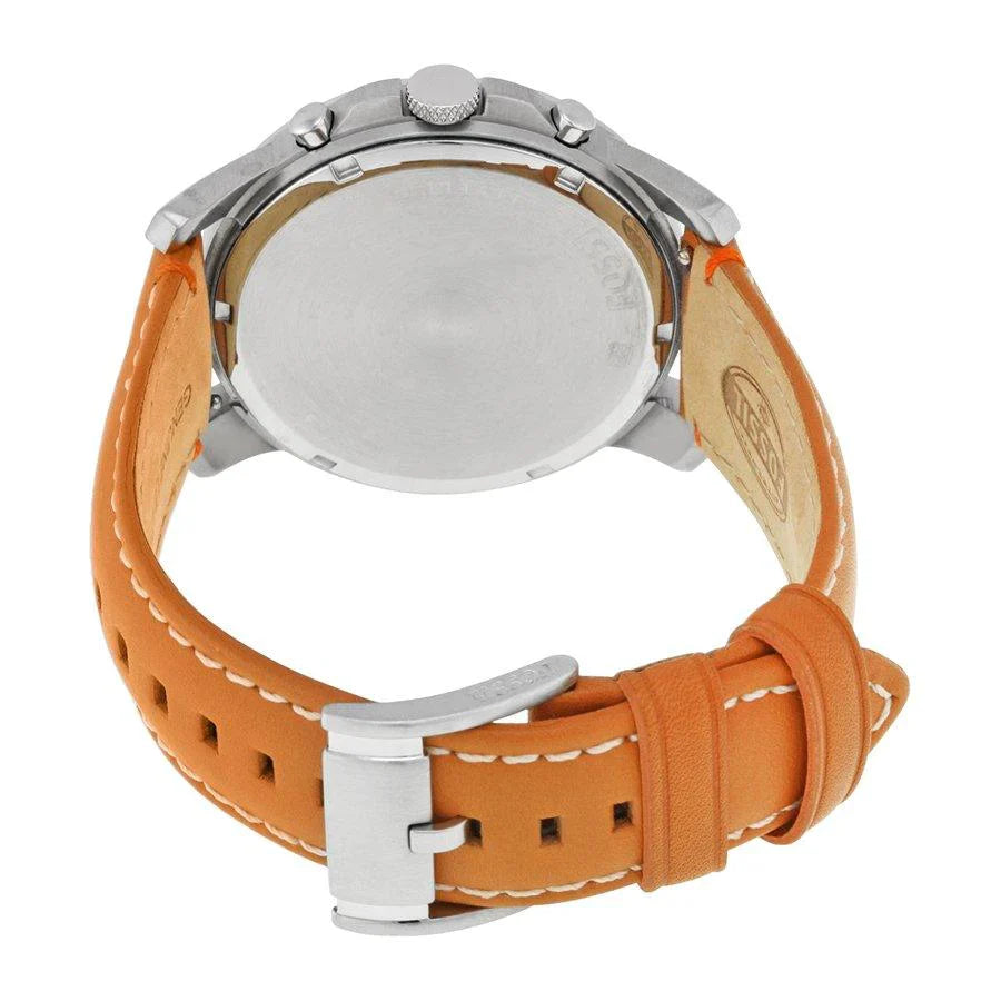 Fossil Men’s Chronograph Quartz Beige Leather Strap Green Dial 44mm Watch FS4918 - twentyfour