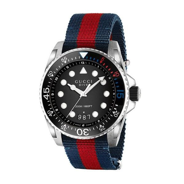 Gucci Men’s | Quartz Nylon Strap Black Dial 45mm Watch YA136210 - twentyfour