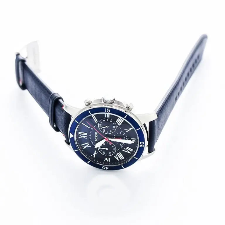 Fossil Men’s Chronograph Quartz Leather Strap Multi Color Dial 44mm Watch FS5373 - twentyfour