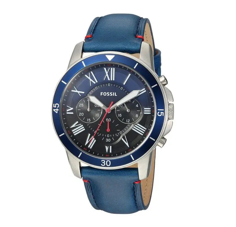 Fossil Men’s Chronograph Quartz Leather Strap Multi Color Dial 44mm Watch FS5373 - twentyfour