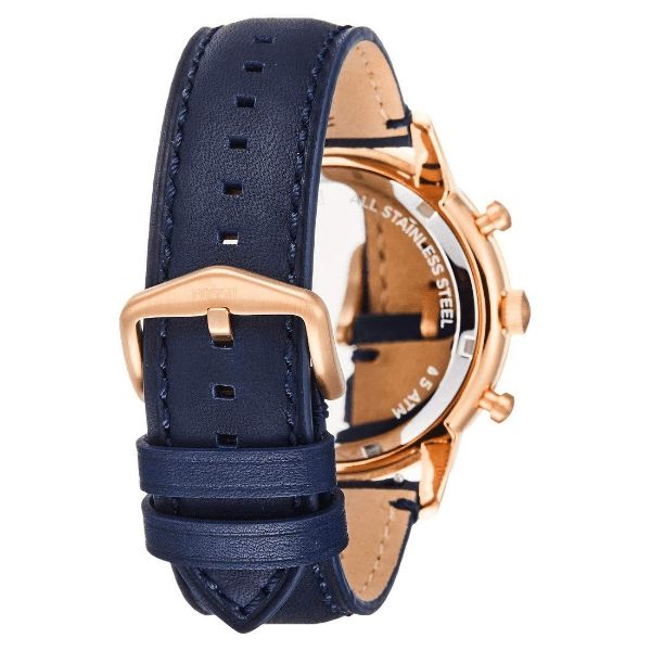 Fossil Men’s Chronograph Quartz Blue Leather Strap Blue Dial 44mm FS5436 - twentyfour