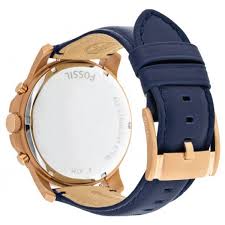 Fossil Men’s Quartz Chronograph Blue Leather Strap Blue Dial 44mm FS4835 - twentyfour